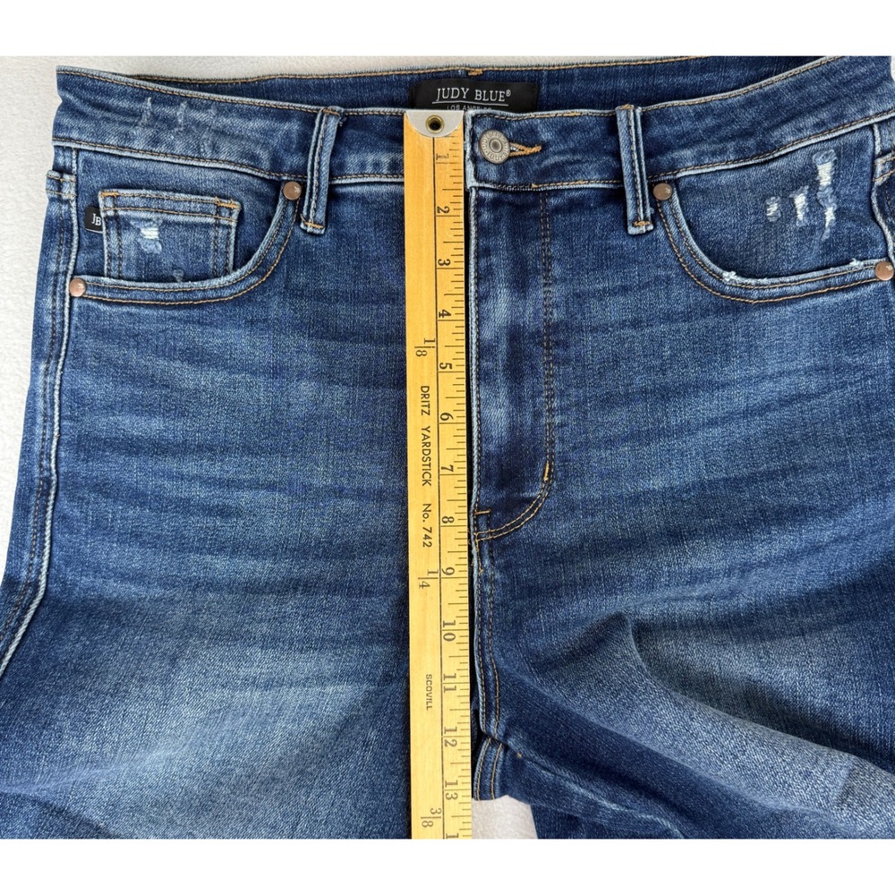 Judy Blue Denim Shorts Womens XL Dark Blue High Rise Distressed JB150246 DK - Picture 9 of 15